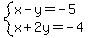 system%28x-y=-5%2Cx%2B2y=-4%29