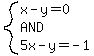 system%28x-y=0%2CAND%2C5x-y=-1%29
