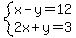 system%28x-y=12%2C2x%2By=3%29
