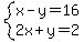 system%28x-y=16%2C2x%2By=2%29