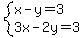 system%28x-y=3%2C3x-2y=3%29
