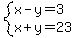 system%28x-y=3%2Cx%2By=23%29