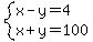 system%28x-y=4%2Cx%2By=100%29