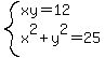 system%28xy=12%2Cx%5E2%2By%5E2=25%29