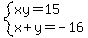 system%28xy=15%2Cx%2By=-16%29