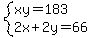 system%28xy=183%2C2x%2B2y=66%29