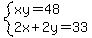 system%28xy=48%2C2x%2B2y=33%29