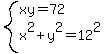system%28xy=72%2Cx%5E2%2By%5E2=12%5E2%29