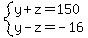 system%28y%2Bz=150%2Cy-z=-16%29