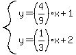 system%28y=%284%2F9%29x%2B1%2Cy=%281%2F3%29x%2B2%29