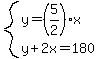 system%28y=%285%2F2%29x%2Cy%2B2x=180%29