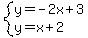 system%28y=-2x%2B3%2Cy=x%2B2%29