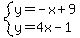 system%28y=-x%2B9%2Cy=4x-1%29