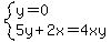 system%28y=0%2C5y%2B2x=4xy%29