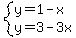 system%28y=1-x%2Cy=3-3x%29