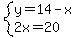 system%28y=14-x%2C2x=20%29