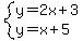 system%28y=2x%2B3%2Cy=x%2B5%29