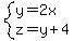 system%28y=2x%2Cz=y%2B4%29