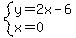 system%28y=2x-6%2Cx=0%29