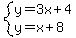 system%28y=3x%2B4%2Cy=x%2B8%29
