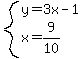 system%28y=3x-1%2Cx=9%2F10%29
