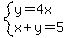 system%28y=4x%2Cx%2By=5%29