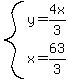system%28y=4x%2F3%2Cx=63%2F3%29