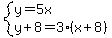 system%28y=5x%2Cy%2B8=3%28x%2B8%29%29