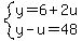 system%28y=6%2B2u%2Cy-u=48%29
