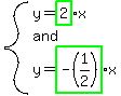 system%28y=highlight_green%282%29x%2Cand%2Cy=highlight_green%28-%281%2F2%29%29x%29
