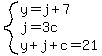 system%28y=j%2B7%2Cj=3c%2Cy%2Bj%2Bc=21%29