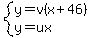 system%28y=v%28x%2B46%29%2Cy=ux%29