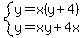 system%28y=x%28y%2B4%29%2Cy=xy%2B4x%29