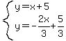 system%28y=x%2B5%2Cy=-2x%2F3%2B5%2F3%29