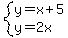 system%28y=x%2B5%2Cy=2x%29