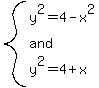 system%28y%5E2=4-x%5E2%2Cand%2Cy%5E2=4%2Bx%29