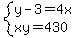 system%28y-3=4x%2Cxy=430%29