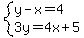 system%28y-x=4%2C3y=4x%2B5%29