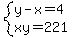 system%28y-x=4%2Cxy=221%29