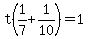 t%281%2F7%2B1%2F10%29=1