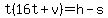 t%2816t%2Bv%29=h-s