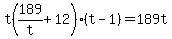 t%28189%2Ft%2B12%29%28t-1%29=189t