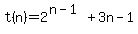 t%28n%29+=+2%5E%28n-1%29%2B3n-1