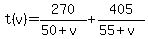t%28v%29+=+270%2F%2850%2Bv%29+%2B+405%2F%2855%2Bv%29