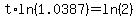 t%2Aln%281.0387%29=ln%282%29