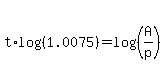 t%2Alog%28%281.0075%29%29=log%28%28A%2Fp%29%29