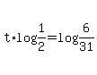 t%2Alog%281%2F2%29+=+log%286%2F31%29