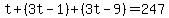 t%2B%283t-1%29%2B%283t-9%29=247