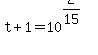 t%2B1+=+10%5E%282%2F15%29