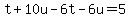 t%2B10u-6t-6u=5